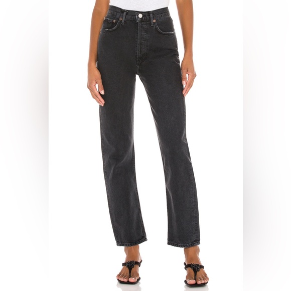 Agolde 90’s pinch waist jeans in black tea - Picture 1 of 5